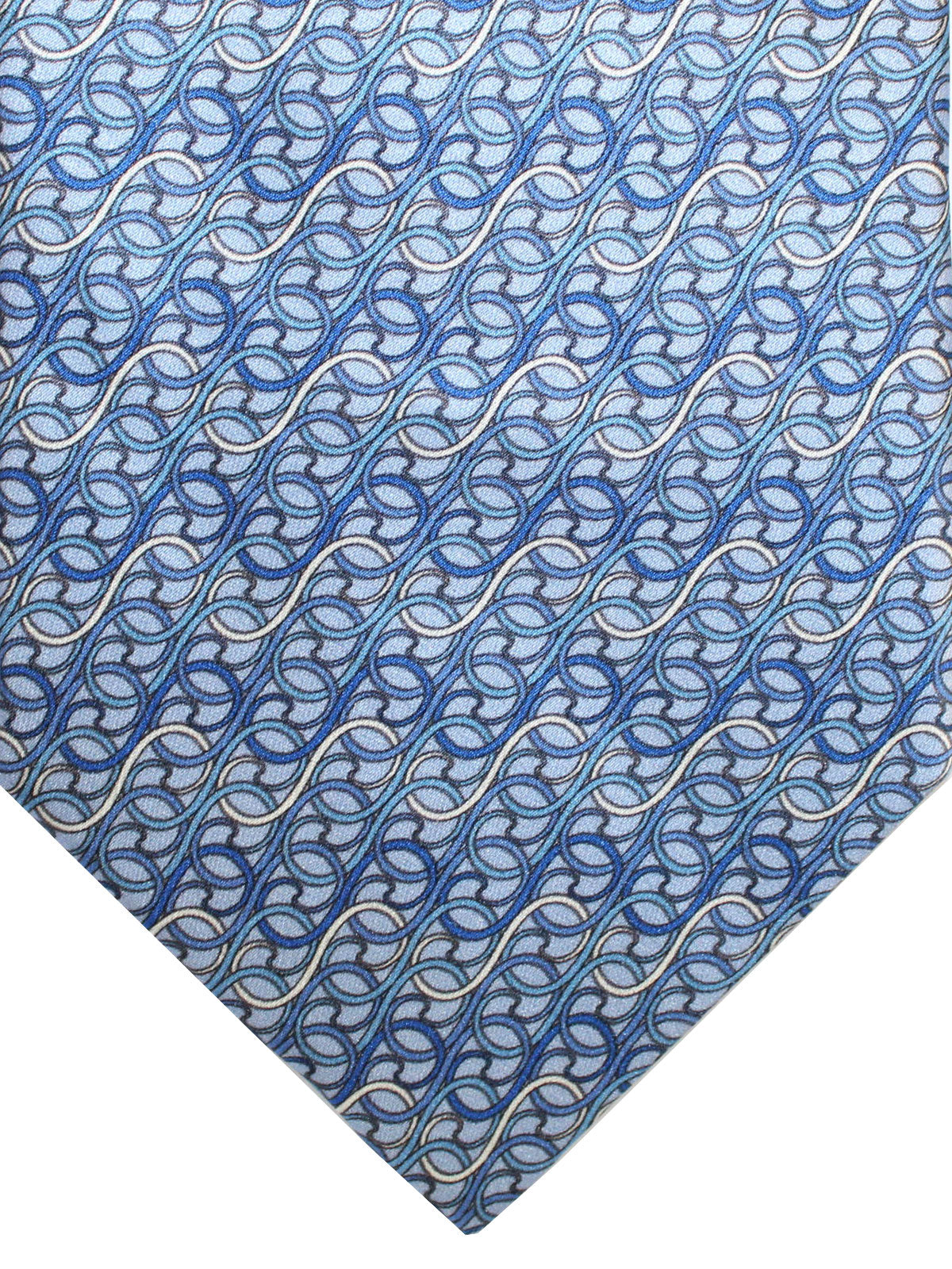 Zilli Silk Tie Gray Blue Geometric Design - Wide Necktie