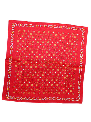 Zilli Silk Pocket Square Red Gold Silver Design SALE