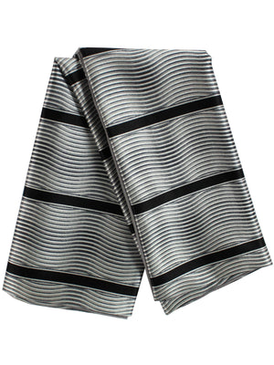 Zilli Silk Pocket Square Gray Black Stripes Design SALE