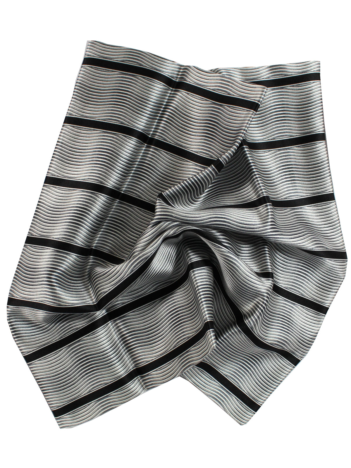 Zilli Silk Pocket Square Gray Black Stripes Design SALE