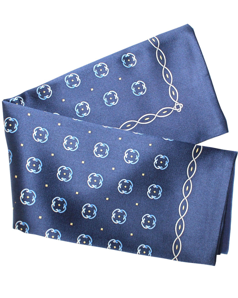 Zilli Pocket Square Sky Blue Gray Geometric Sale