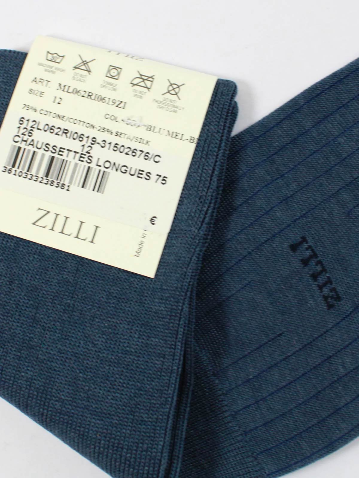 Zilli Over The Calf Socks Midnight Blue US 12 / EUR 46 Cotton Silk