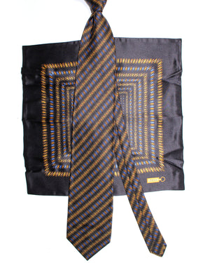 Zilli designer Tie & Matching Pocket Square Set stripes