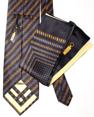 Zilli authentic Tie & Matching Pocket Square Set stripes