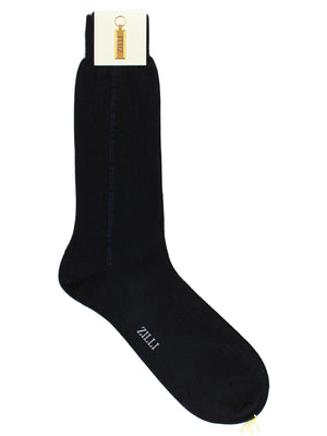Zilli Silk Cashmere Socks Dark Blue With Zilli Logo