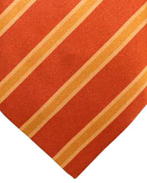 Zilli Silk Tie Rust Orange Stripes Design - Wide Necktie