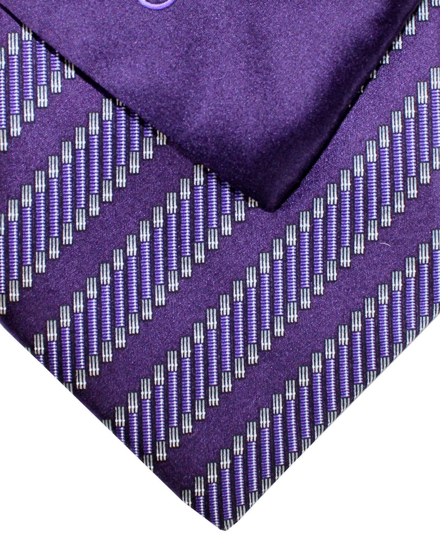 Zilli Silk Tie & Matching Pocket Square Set Purple Stripes