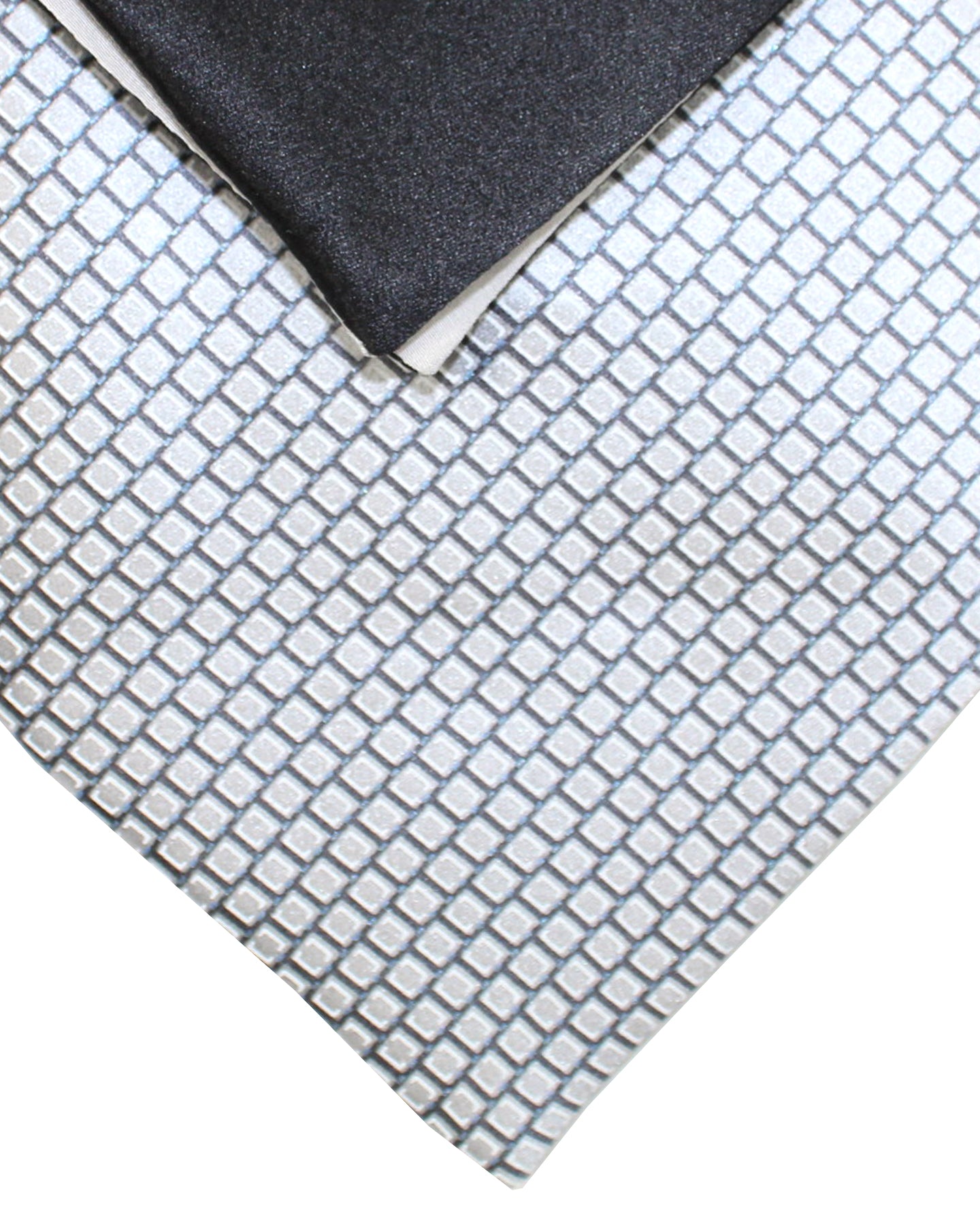 Zilli Silk Tie & Matching Pocket Square Set Gray Squares