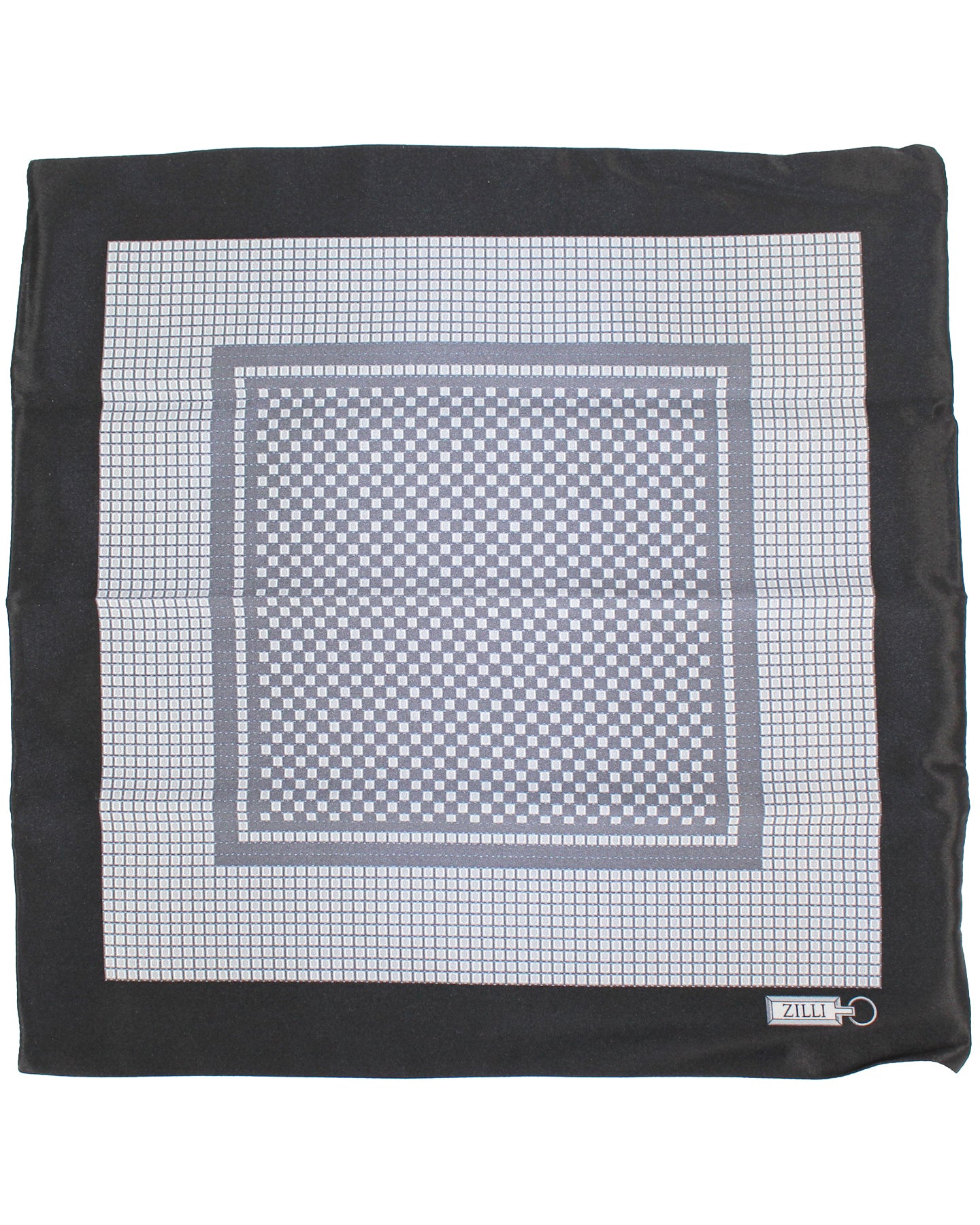 Zilli Pocket Square Sky Blue Gray Geometric Sale