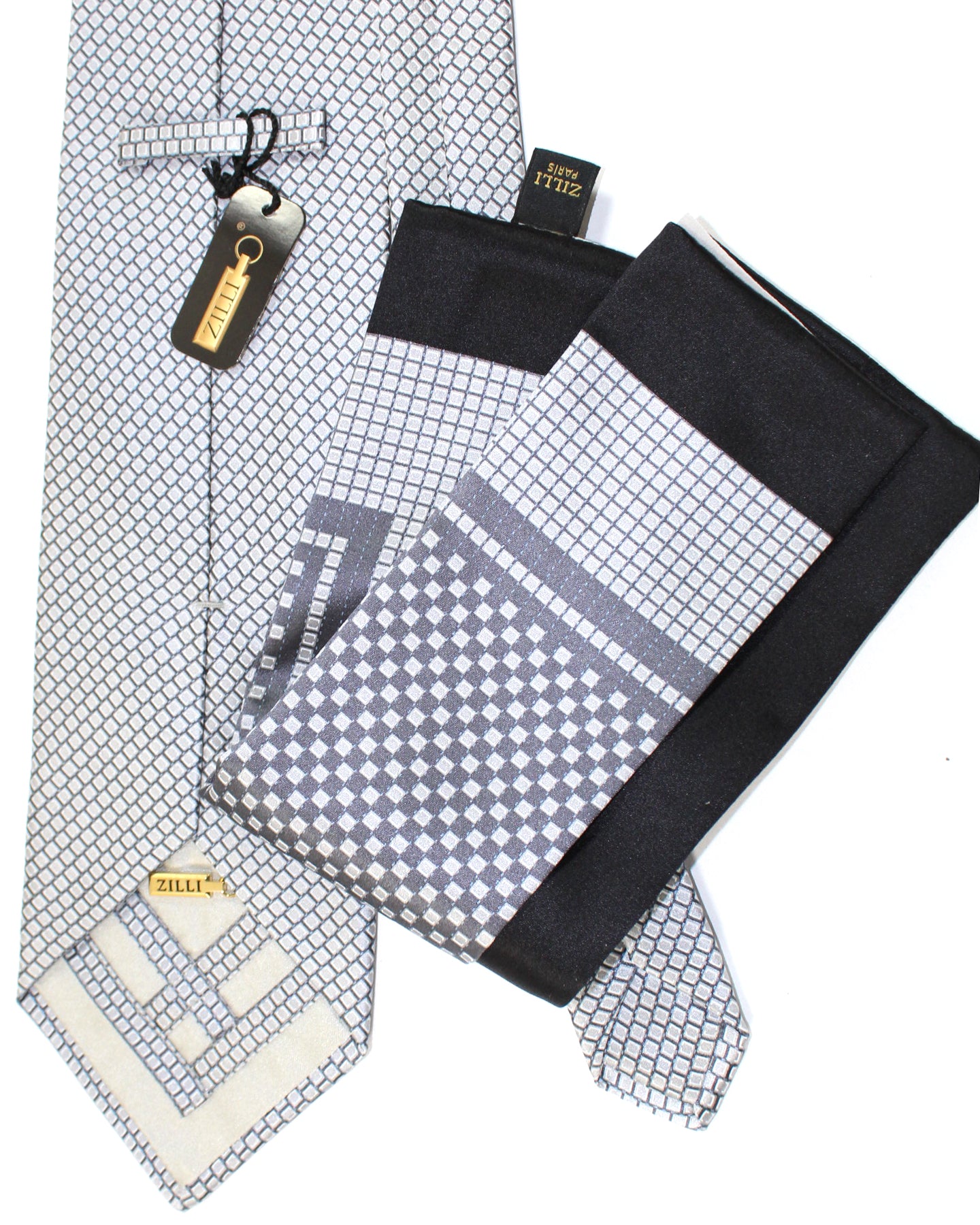 Zilli Pocket Square Sky Blue Gray Geometric Sale