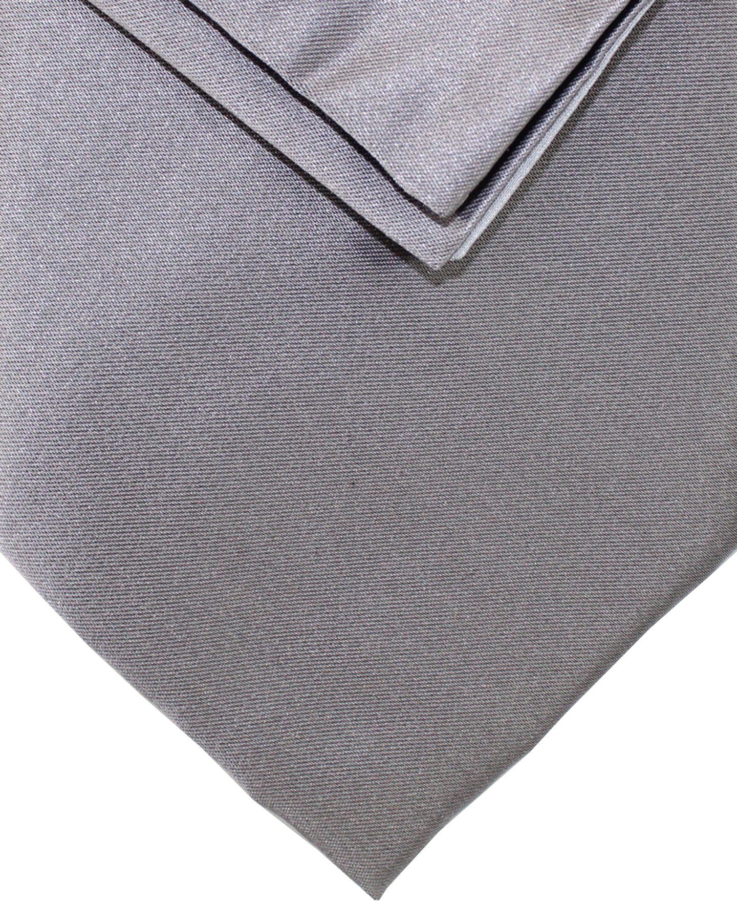 Zilli Silk Tie & Matching Pocket Square Set Gray Solid
