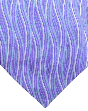 Zilli Silk Tie Purple Gray Swirl Design - Wide Necktie