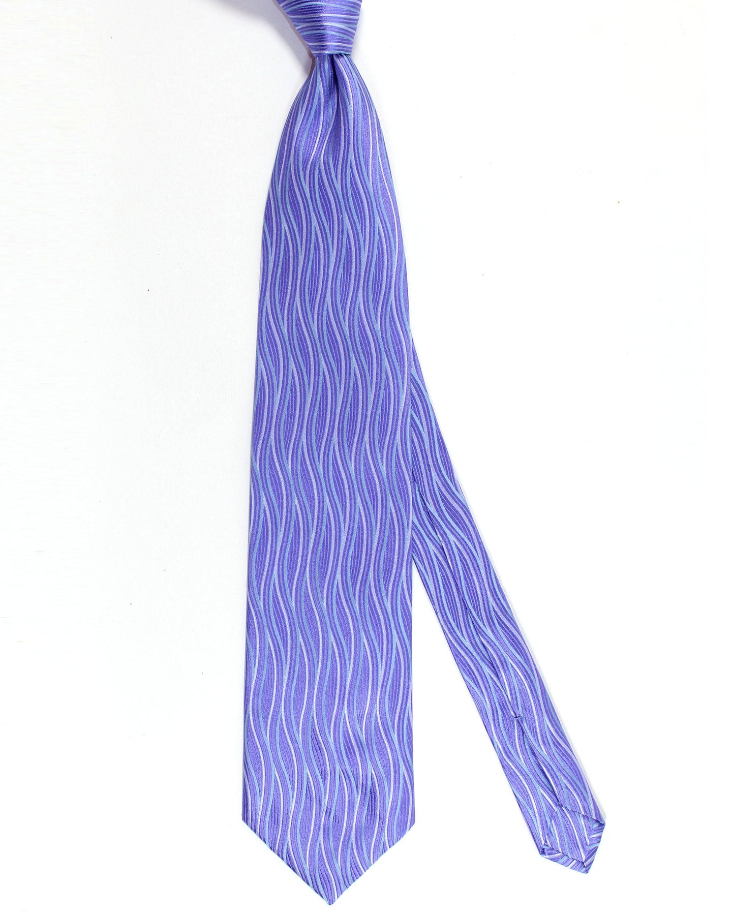 Zilli Silk Tie Purple Gray Swirl Design - Wide Necktie