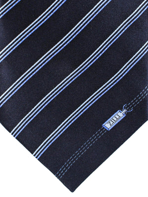 Zilli Extra Long Tie Dark Blue Blue Stripes